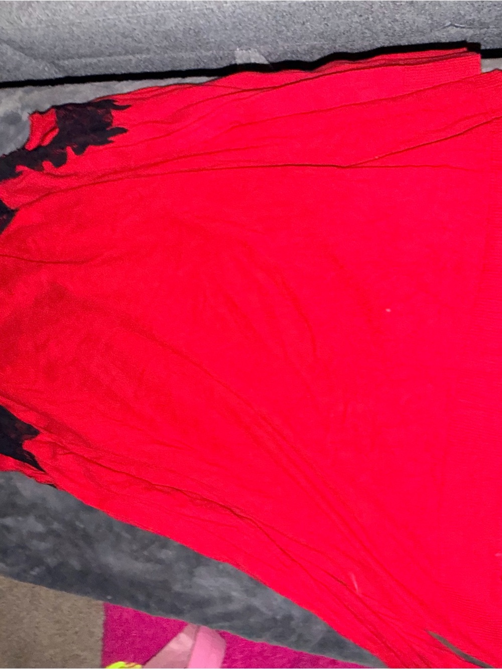 torrid Red Off-the-Shoulder Sweater with Black Lace Trim